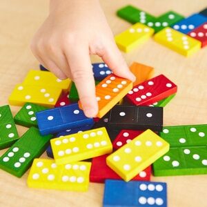 480 Pieces Vintage Multi-Colored Hardwood Dominoes Painted Wood with Art Design